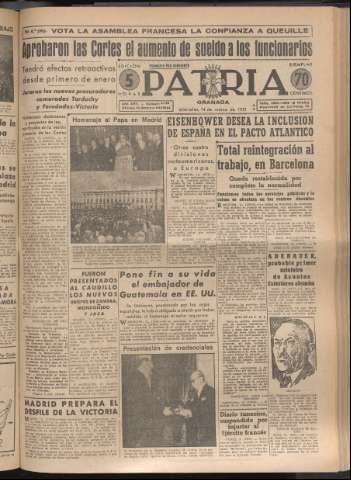 'Patria : diario de Falange Española Tradicionalista y de las J.O.N.S.' - Año XVI Número 4726 - 1951 marzo 14