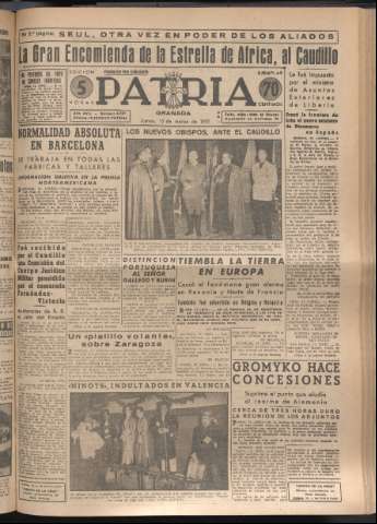 'Patria : diario de Falange Española Tradicionalista y de las J.O.N.S.' - Año XVI Número 4727 - 1951 marzo 15