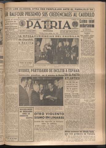 'Patria : diario de Falange Española Tradicionalista y de las J.O.N.S.' - Año XVI Número 4728 - 1951 marzo 16