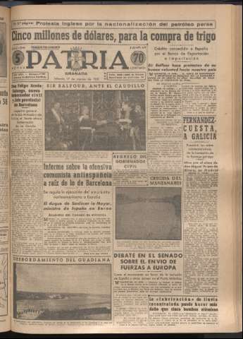 'Patria : diario de Falange Española Tradicionalista y de las J.O.N.S.' - Año XVI Número 4729 - 1951 marzo 17