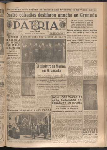 'Patria : diario de Falange Española Tradicionalista y de las J.O.N.S.' - Año XVI Número 4732 - 1951 marzo 21