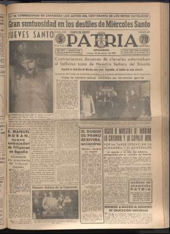 'Patria : diario de Falange Española Tradicionalista y de las J.O.N.S.' - Año XVI Número 4733 - 1951 marzo 22