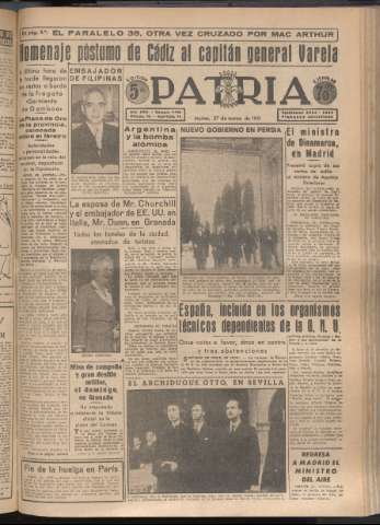 'Patria : diario de Falange Española Tradicionalista y de las J.O.N.S.' - Año XVI Número 4736 - 1951 marzo 27