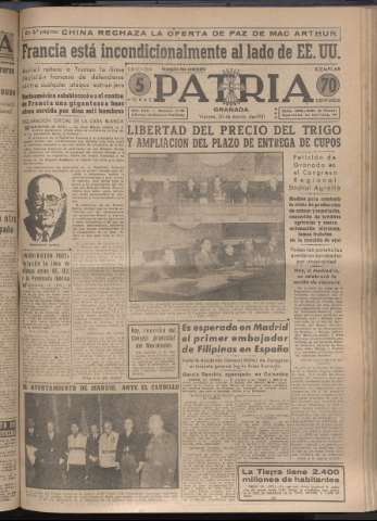 'Patria : diario de Falange Española Tradicionalista y de las J.O.N.S.' - Año XVI Número 4739 - 1951 marzo 30