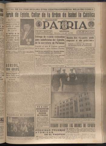 'Patria : diario de Falange Española Tradicionalista y de las J.O.N.S.' - Año XVI Número 4743 - 1951 abril 4