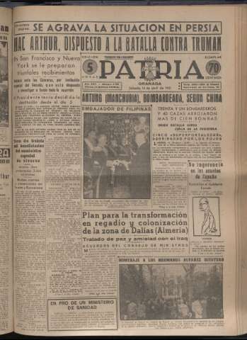 'Patria : diario de Falange Española Tradicionalista y de las J.O.N.S.' - Año XVI Número 4752 - 1951 abril 14