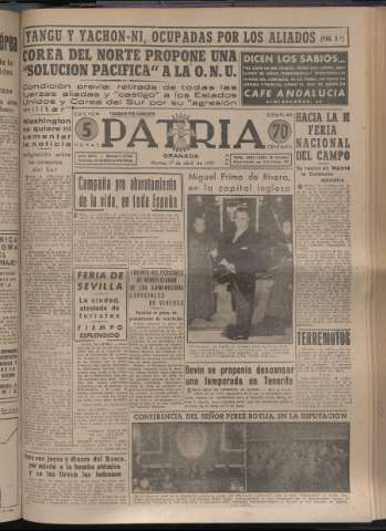 'Patria : diario de Falange Española Tradicionalista y de las J.O.N.S.' - Año XVI Número 4754 - 1951 abril 17