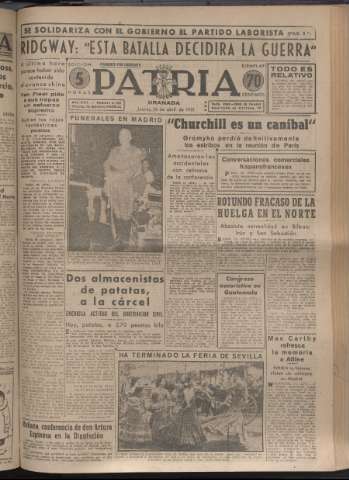 'Patria : diario de Falange Española Tradicionalista y de las J.O.N.S.' - Año XVI Número 4762 - 1951 abril 26