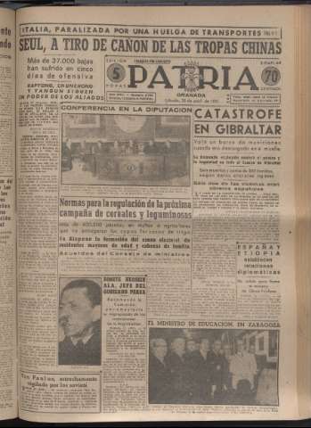 'Patria : diario de Falange Española Tradicionalista y de las J.O.N.S.' - Año XVI Número 4764 - 1951 abril 28