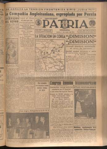 'Patria : diario de Falange Española Tradicionalista y de las J.O.N.S.' - Año XVI Número 4768 - 1951 mayo 3