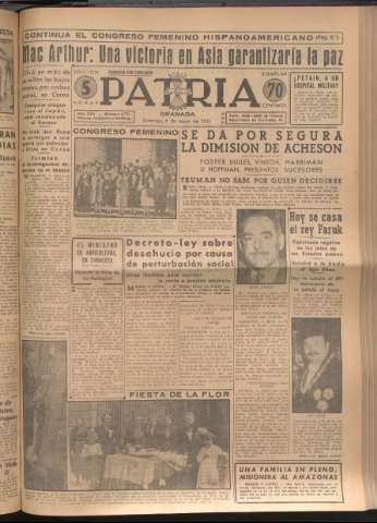 'Patria : diario de Falange Española Tradicionalista y de las J.O.N.S.' - Año XVI Número 4771 - 1951 mayo 6