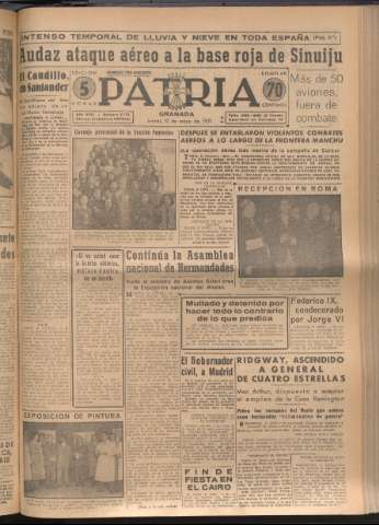'Patria : diario de Falange Española Tradicionalista y de las J.O.N.S.' - Año XVI Número 4774 - 1951 mayo 10
