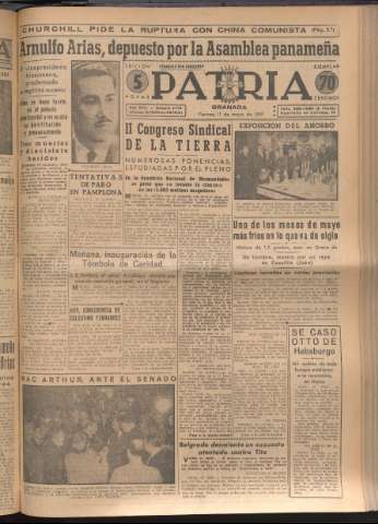 'Patria : diario de Falange Española Tradicionalista y de las J.O.N.S.' - Año XVI Número 4775 - 1951 mayo 11