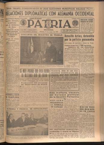 'Patria : diario de Falange Española Tradicionalista y de las J.O.N.S.' - Año XVI Número 4776 - 1951 mayo 12