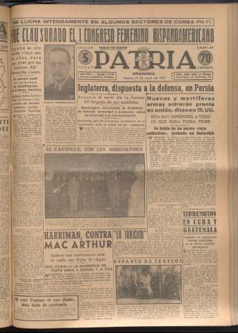 'Patria : diario de Falange Española Tradicionalista y de las J.O.N.S.' - Año XVI Número 4778 - 1951 mayo 15