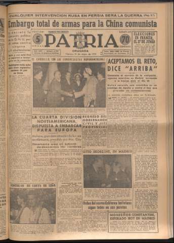 'Patria : diario de Falange Española Tradicionalista y de las J.O.N.S.' - Año XVI Número 4781 - 1951 mayo 18