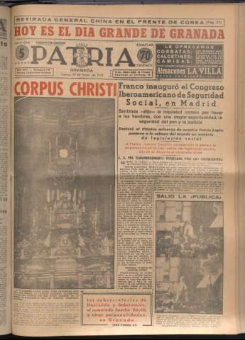 'Patria : diario de Falange Española Tradicionalista y de las J.O.N.S.' - Año XVI Número 4786 - 1951 mayo 24