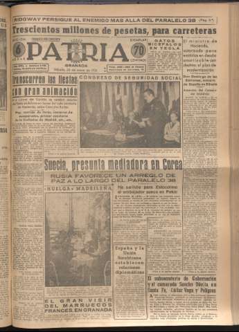 'Patria : diario de Falange Española Tradicionalista y de las J.O.N.S.' - Año XVI Número 4788 - 1951 mayo 26