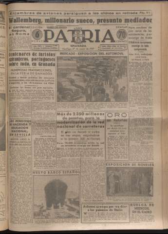 'Patria : diario de Falange Española Tradicionalista y de las J.O.N.S.' - Año XVI Número 4789 - 1951 mayo 27