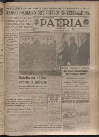 'Patria : diario de Falange Española Tradicionalista y de las J.O.N.S.' - Año XVI Número 4799 - 1951 junio 8