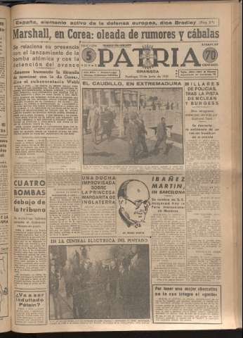 'Patria : diario de Falange Española Tradicionalista y de las J.O.N.S.' - Año XVI Número 4801 - 1951 junio 10