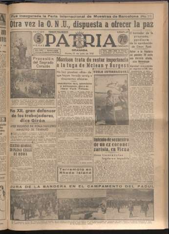 'Patria : diario de Falange Española Tradicionalista y de las J.O.N.S.' - Año XVI Número 4802 - 1951 junio 12