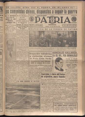 'Patria : diario de Falange Española Tradicionalista y de las J.O.N.S.' - Año XVI Número 4804 - 1951 junio 14