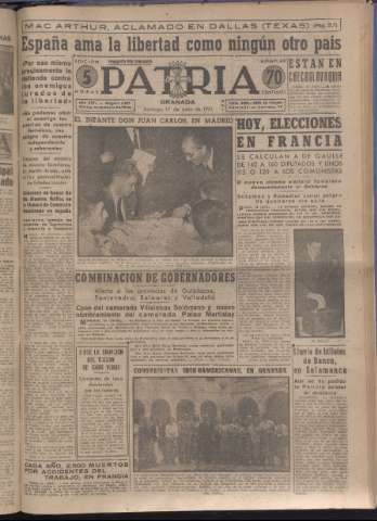 'Patria : diario de Falange Española Tradicionalista y de las J.O.N.S.' - Año XVI Número 4807 - 1951 junio 17