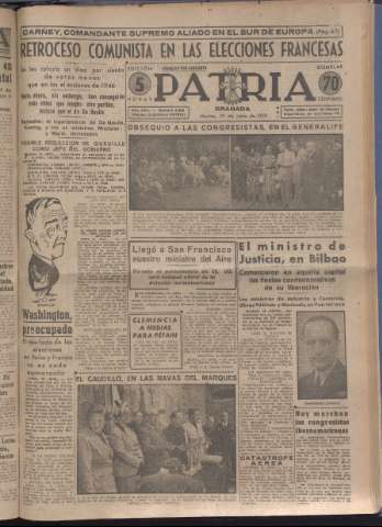 'Patria : diario de Falange Española Tradicionalista y de las J.O.N.S.' - Año XVI Número 4808 - 1951 junio 19