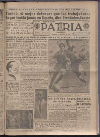 'Patria : diario de Falange Española Tradicionalista y de las J.O.N.S.' - Año XVI Número 4809 - 1951 junio 20