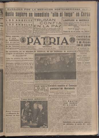 'Patria : diario de Falange Española Tradicionalista y de las J.O.N.S.' - Año XVI Número 4817 - 1951 junio 29