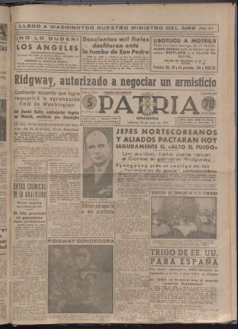'Patria : diario de Falange Española Tradicionalista y de las J.O.N.S.' - Año XVI Número 4818 - 1951 junio 30