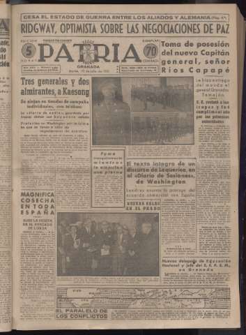 'Patria : diario de Falange Española Tradicionalista y de las J.O.N.S.' - Año XVI Número 4826 - 1951 julio 10