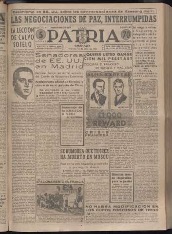'Patria : diario de Falange Española Tradicionalista y de las J.O.N.S.' - Año XVI Número 4829 - 1951 julio 13
