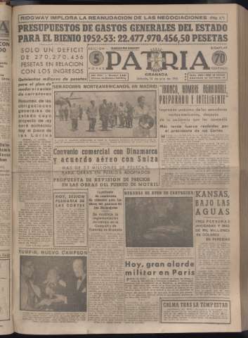 'Patria : diario de Falange Española Tradicionalista y de las J.O.N.S.' - Año XVI Número 4830 - 1951 julio 14
