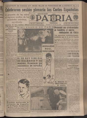 'Patria : diario de Falange Española Tradicionalista y de las J.O.N.S.' - Año XVI Número 4831 - 1951 julio 15