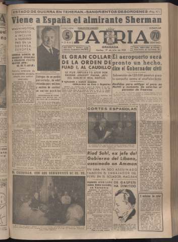 'Patria : diario de Falange Española Tradicionalista y de las J.O.N.S.' - Año XVI Número 4832 - 1951 julio 17