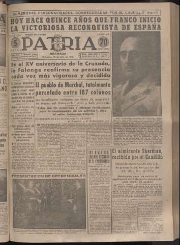 'Patria : diario de Falange Española Tradicionalista y de las J.O.N.S.' - Año XVI Número 4833 - 1951 julio 18