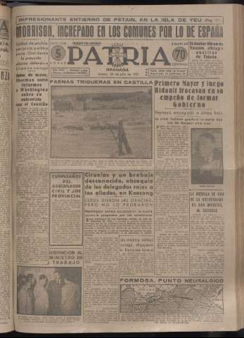 'Patria : diario de Falange Española Tradicionalista y de las J.O.N.S.' - Año XVI Número 4839 - 1951 julio 26