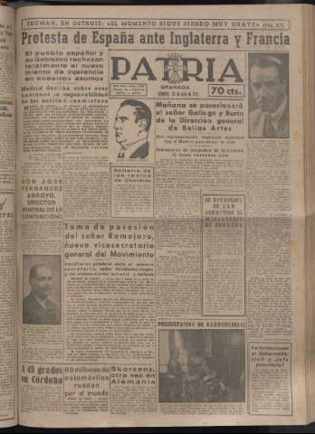 'Patria : diario de Falange Española Tradicionalista y de las J.O.N.S.' - Año XVI Número 4842 - 1951 julio 29