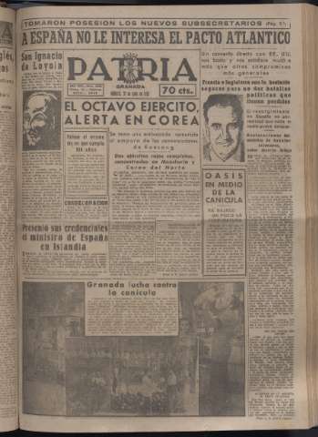 'Patria : diario de Falange Española Tradicionalista y de las J.O.N.S.' - Año XVI Número 4843 - 1951 julio 31