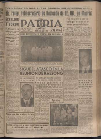 'Patria : diario de Falange Española Tradicionalista y de las J.O.N.S.' - Año XVI Número 4846 - 1951 agosto 3