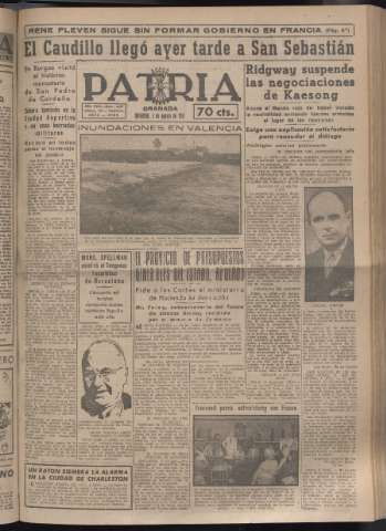 'Patria : diario de Falange Española Tradicionalista y de las J.O.N.S.' - Año XVI Número 4848 - 1951 agosto 5