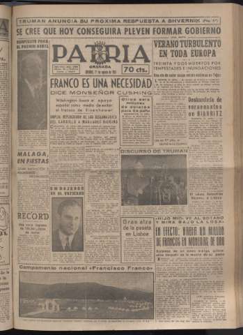 'Patria : diario de Falange Española Tradicionalista y de las J.O.N.S.' - Año XVI Número 4853 - 1951 agosto 11