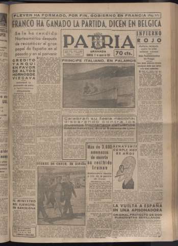 'Patria : diario de Falange Española Tradicionalista y de las J.O.N.S.' - Año XVI Número 4853 - 1951 agosto 12