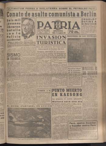 'Patria : diario de Falange Española Tradicionalista y de las J.O.N.S.' - Año XVI Número 4856 - 1951 agosto 16