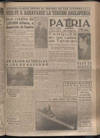 'Patria : diario de Falange Española Tradicionalista y de las J.O.N.S.' - Año XVI Número 4858 - 1951 agosto 18