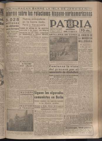 'Patria : diario de Falange Española Tradicionalista y de las J.O.N.S.' - Año XVI Número 4859 - 1951 agosto 19