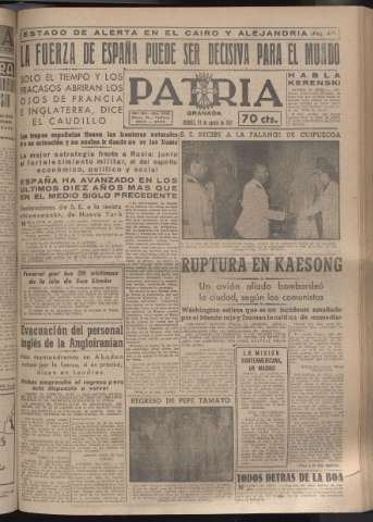 'Patria : diario de Falange Española Tradicionalista y de las J.O.N.S.' - Año XVI Número 4863 - 1951 agosto 24