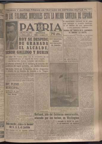 'Patria : diario de Falange Española Tradicionalista y de las J.O.N.S.' - Año XVI Número 4889 - 1951 agosto 31